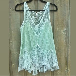 Free People Sheer Lace Tank Tunic